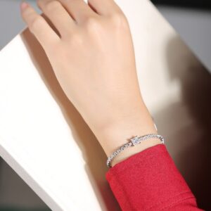 Rubik's Cube Luxury Fashion Mosan Diamond Silver Jewelry Comparable To Natural Diamond Bracelet