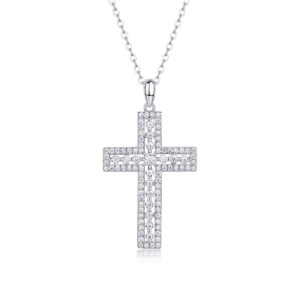 Shelter - Fashionable Jewelry Pendant Set With Moissanite S925 Sterling Silver And Platinum-plated Cross Diamond, Moissanite Silver Jewelry
